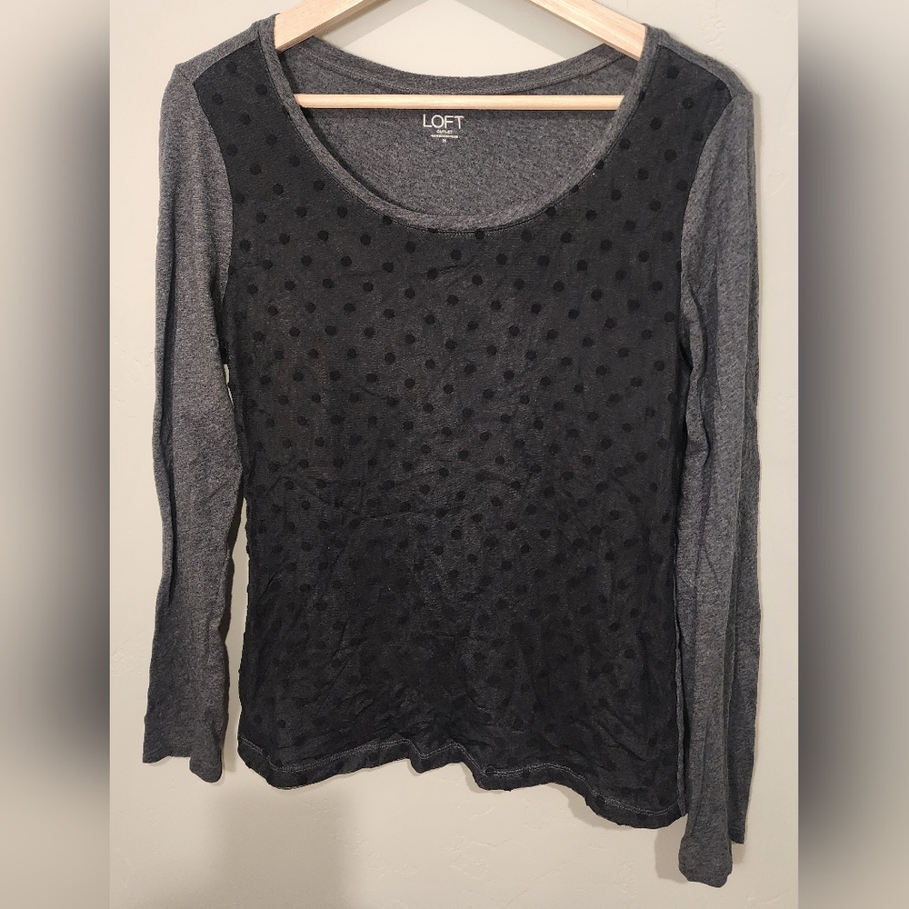 LOFT Black Layered Long Sleeve Blouse